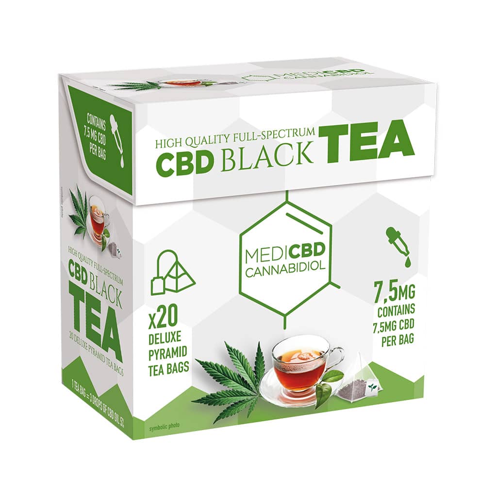 MediCBD Black Tea (Caja de 20 bolsitas de té piramidales) - 7,5 mg de CBD - mamamary